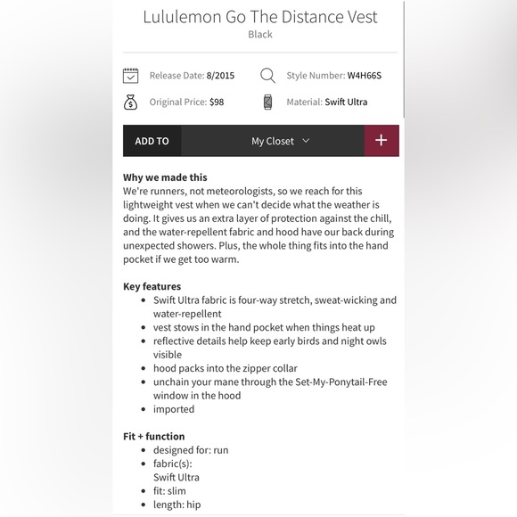 Lululemon Go The Distance Running Vest Hoodie Black Size 2 lightweight - Picture 9 of 15